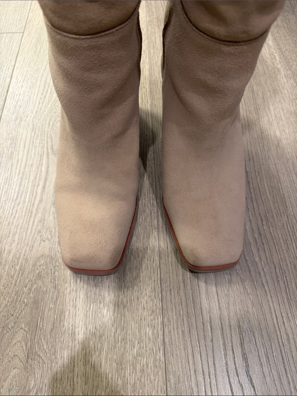 Sam Edelman Women's Knee-High Tan Suede Block Heel Boots - Picture 4 of 4